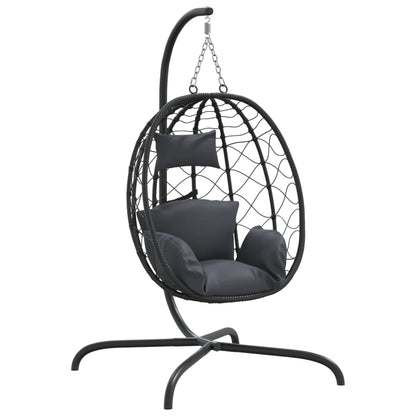 Hangstoel Met Kussen Poly Rattan En Staal Antracietkleurig