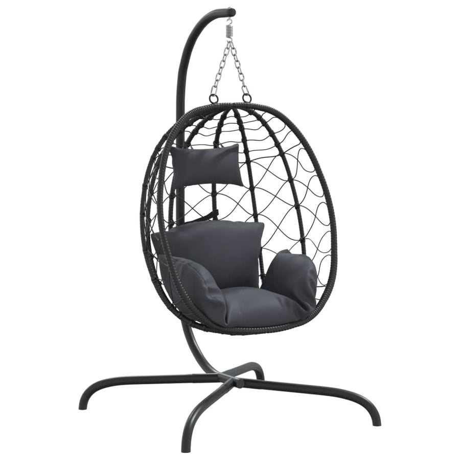 Hangstoel Met Kussen Poly Rattan En Staal Antracietkleurig