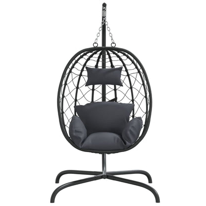 Hangstoel Met Kussen Poly Rattan En Staal Antracietkleurig