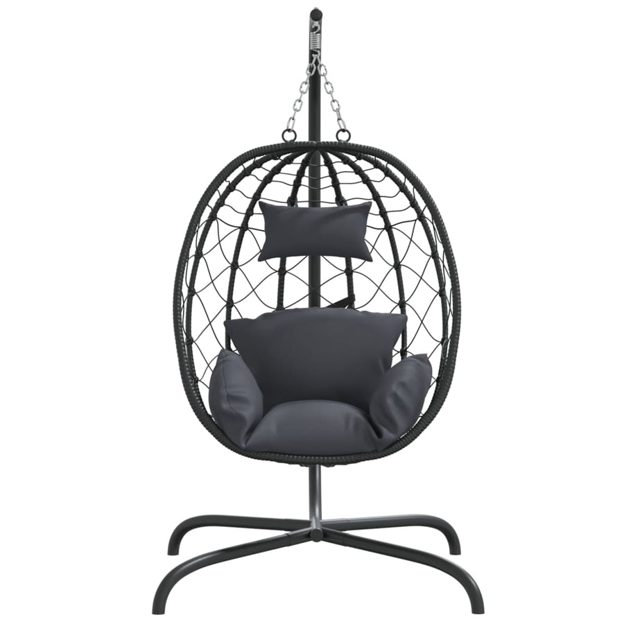 Hangstoel Met Kussen Poly Rattan En Staal Antracietkleurig