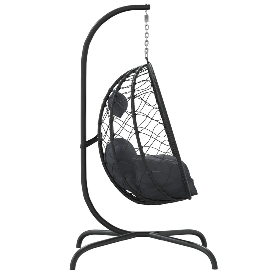 Hangstoel Met Kussen Poly Rattan En Staal Antracietkleurig