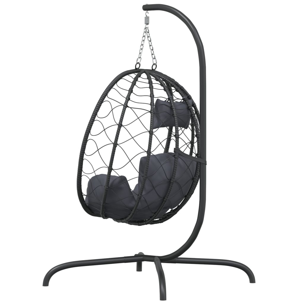 Hangstoel Met Kussen Poly Rattan En Staal Antracietkleurig