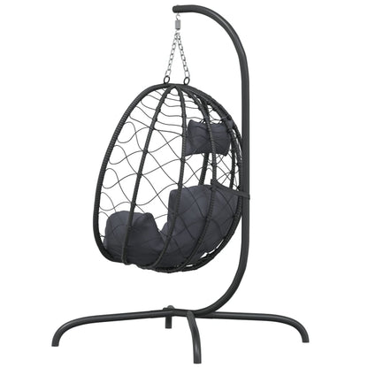 Hangstoel Met Kussen Poly Rattan En Staal Antracietkleurig