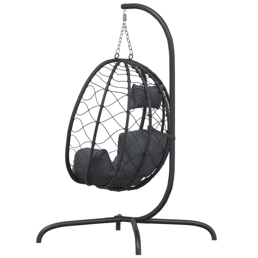 Hangstoel Met Kussen Poly Rattan En Staal Antracietkleurig