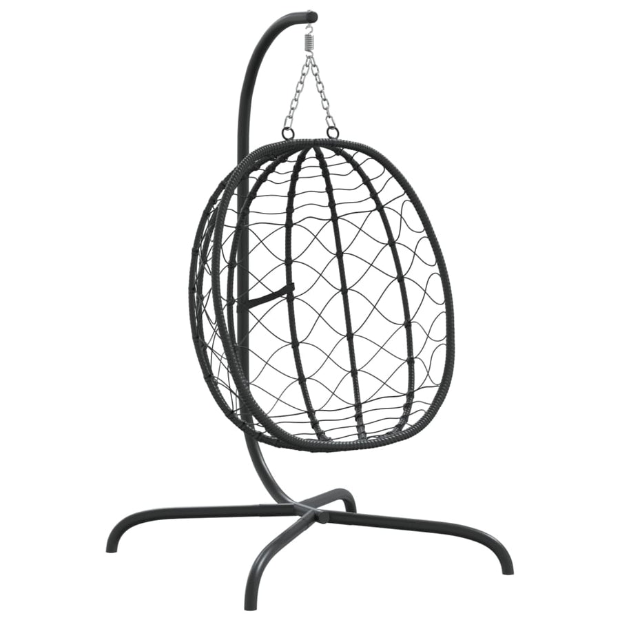 Hangstoel Met Kussen Poly Rattan En Staal Antracietkleurig