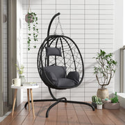 Hangstoel poly rattan staal antraciet 106x103x195 cm