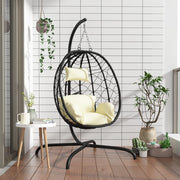 Hangstoel poly rattan crèmewit 106x103x195 cm