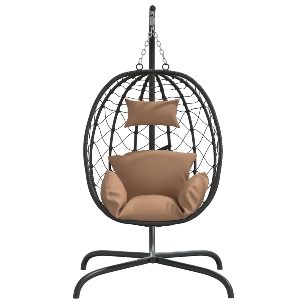 Hangstoel Met Kussen Poly Rattan En Staal Taupe