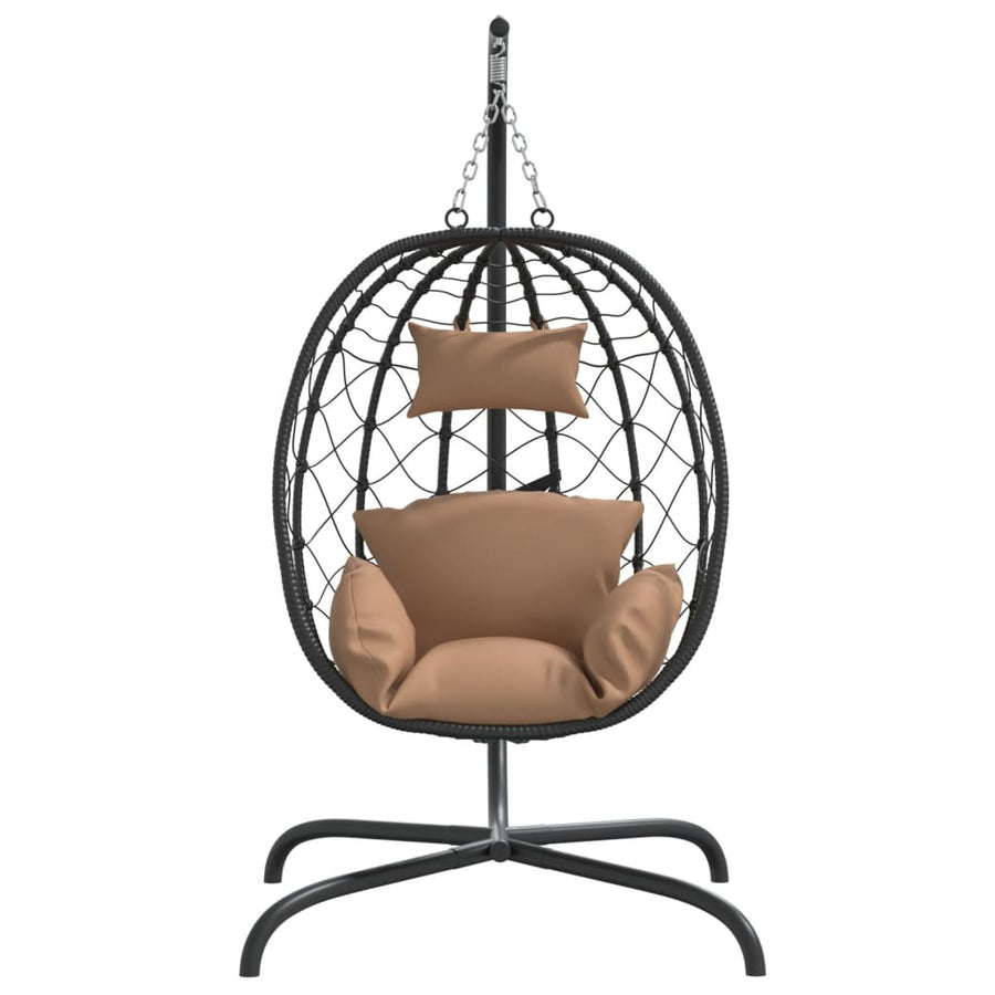 Hangstoel Met Kussen Poly Rattan En Staal Taupe