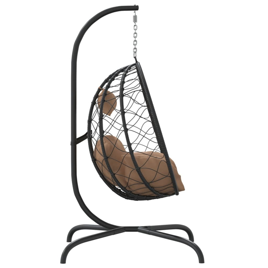 Hangstoel Met Kussen Poly Rattan En Staal Taupe