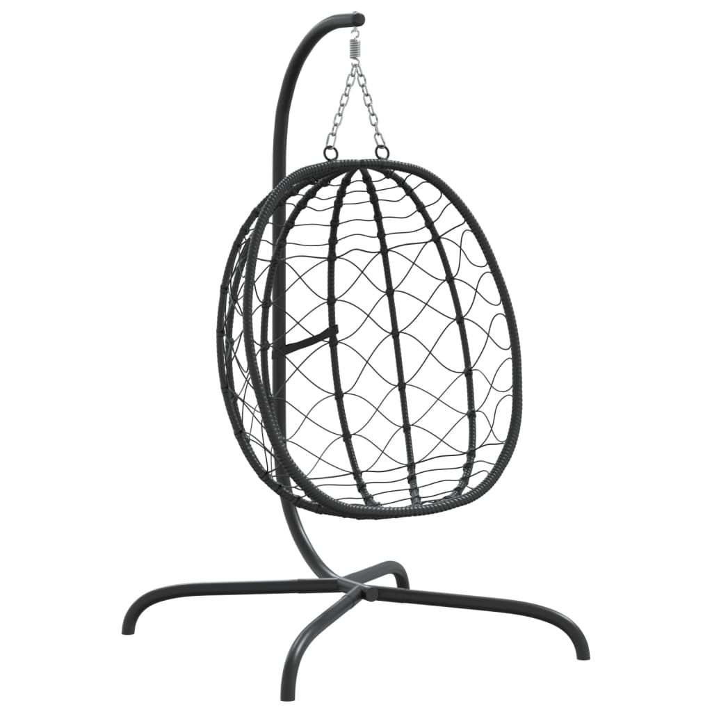 Hangstoel Met Kussen Poly Rattan En Staal Taupe