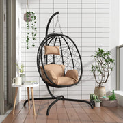 Hangstoel poly rattan staal 106x103x195 cm taupe