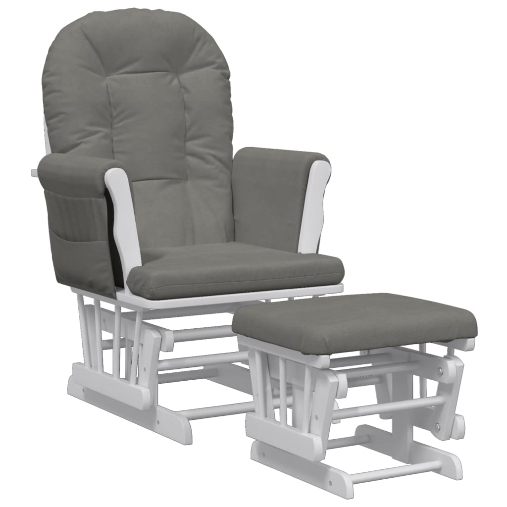 Schuifstoel Met Voetenbank Stof Donkergrijs dark grey and white
