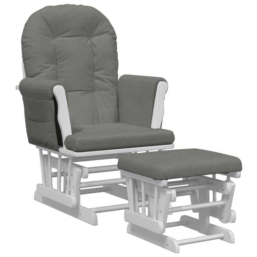 Schuifstoel Met Voetenbank Stof Donkergrijs dark grey and white