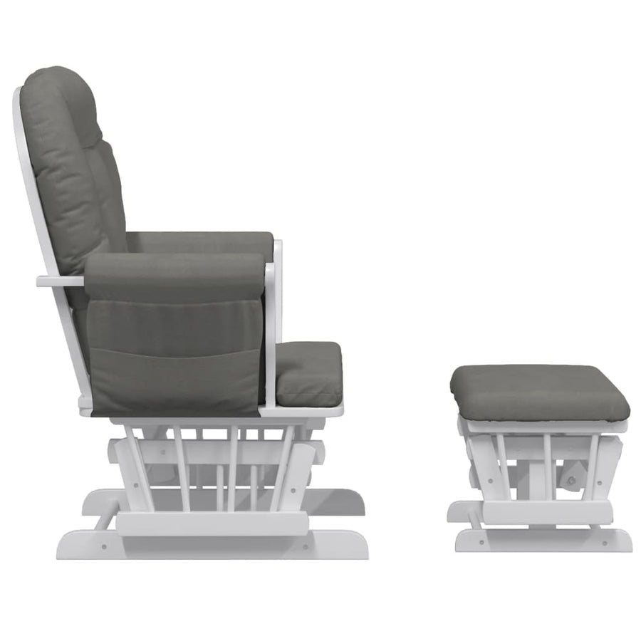 Schuifstoel Met Voetenbank Stof Donkergrijs dark grey and white