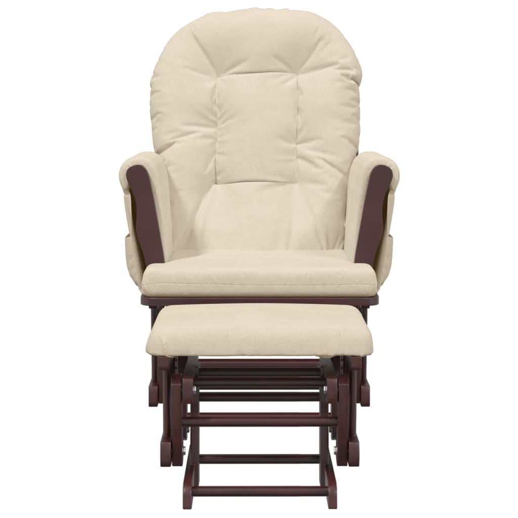 Schuifstoel Met Voetenbank Stof Wit Crème en bruin
