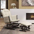 Recliner with footstool, cream white fabric