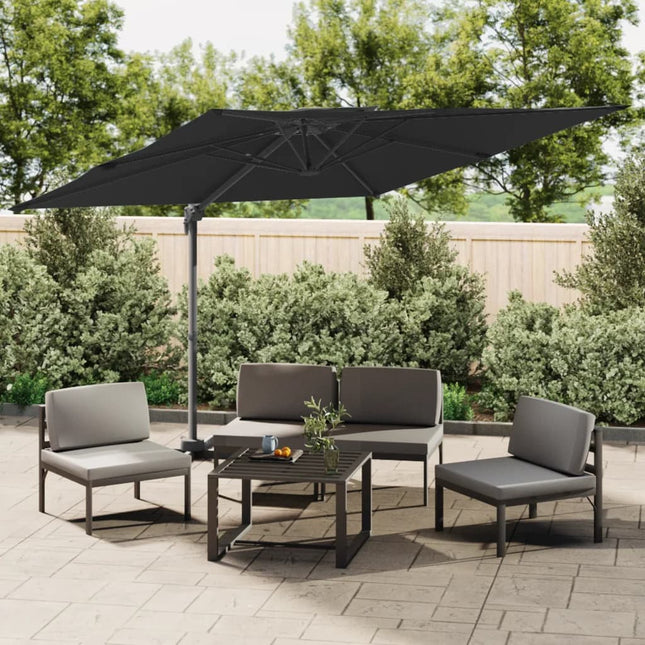 Zweefparasol Met Dubbel Dak 300X300 Cm Zwart