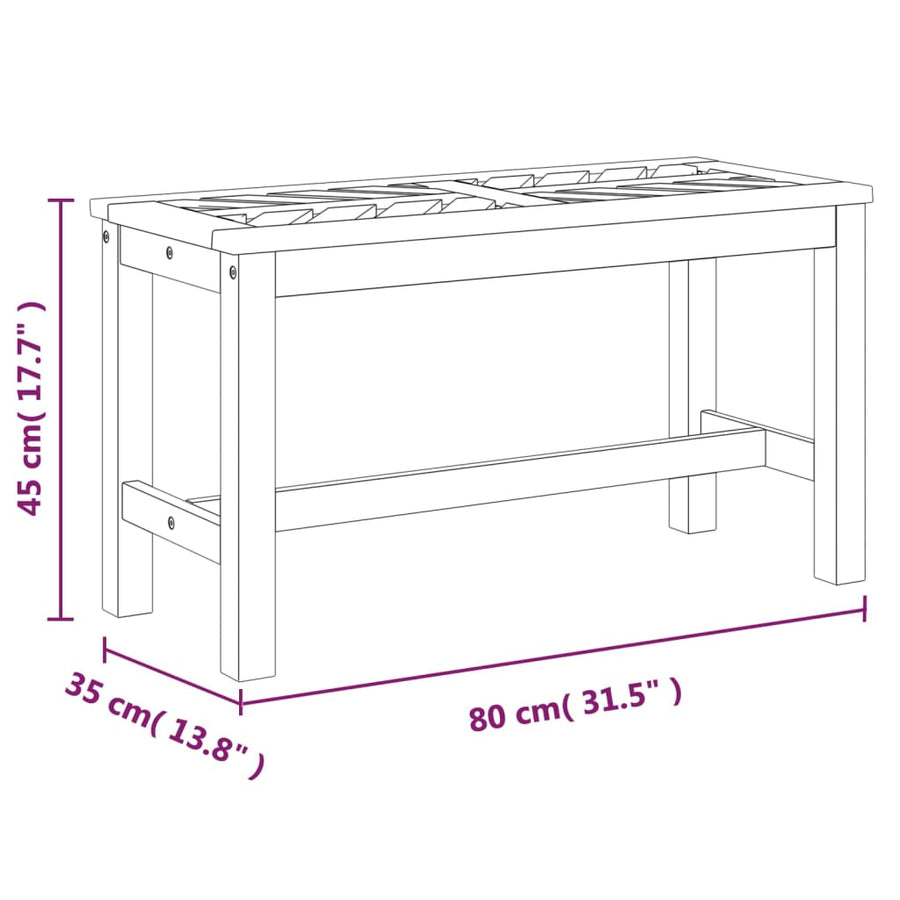 Tuinbank 80 Cm Massief Acaciahout 80 x 35 x 45 cm