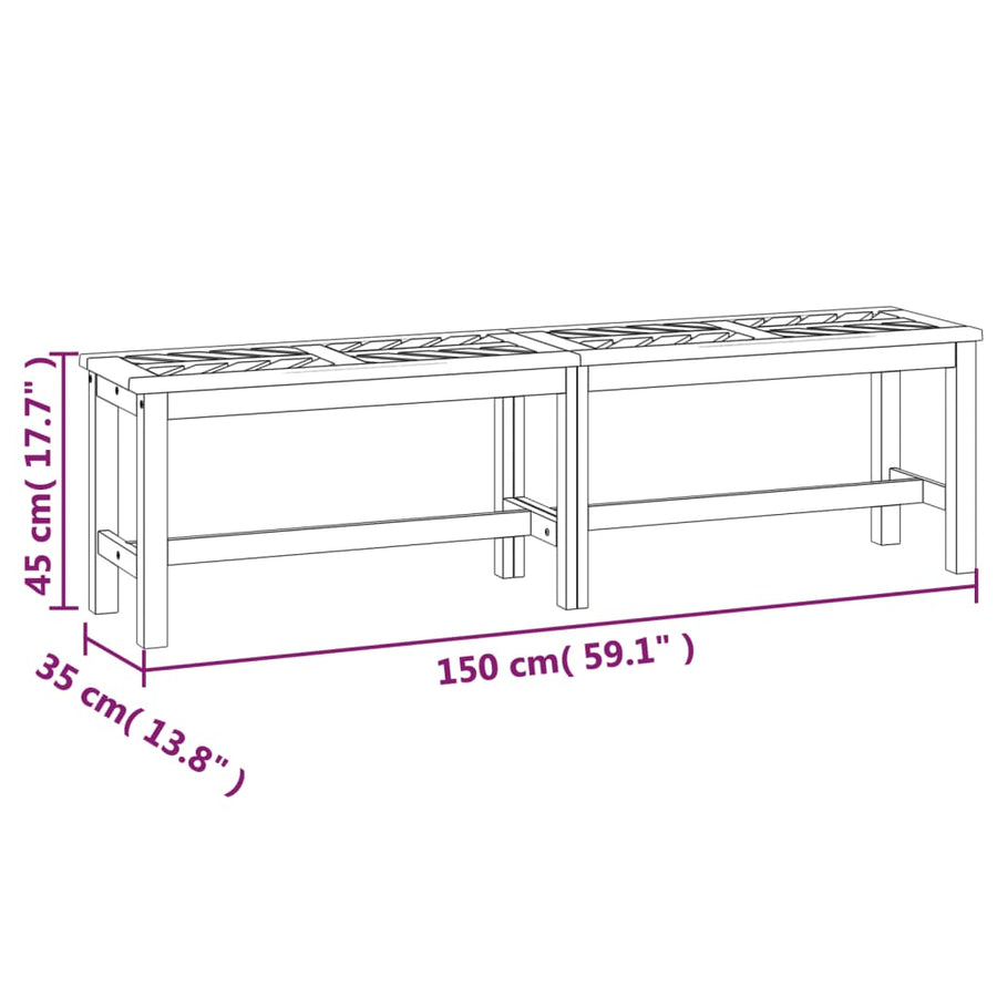 Tuinbank 150 Cm Massief Acaciahout 150 x 35 x 45 cm