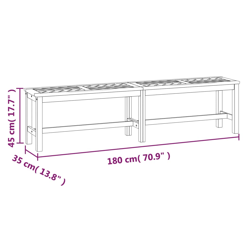 Tuinbank 180 Cm Massief Acaciahout 180 x 35 x 45 cm