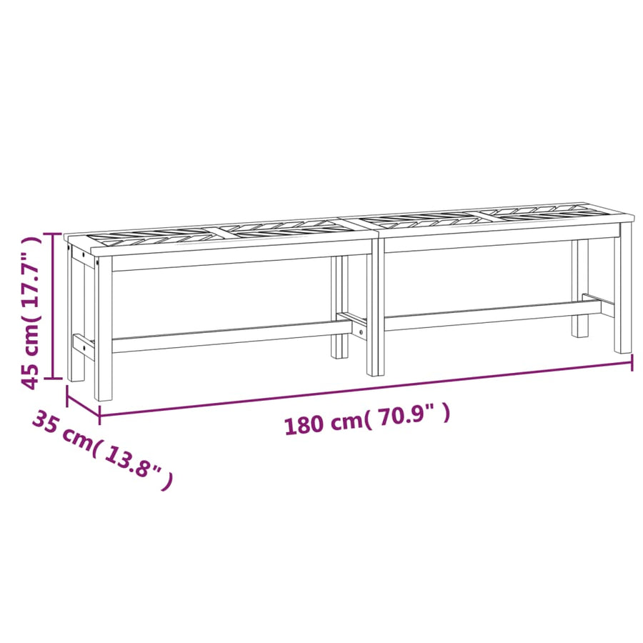 Tuinbank 180 Cm Massief Acaciahout 180 x 35 x 45 cm