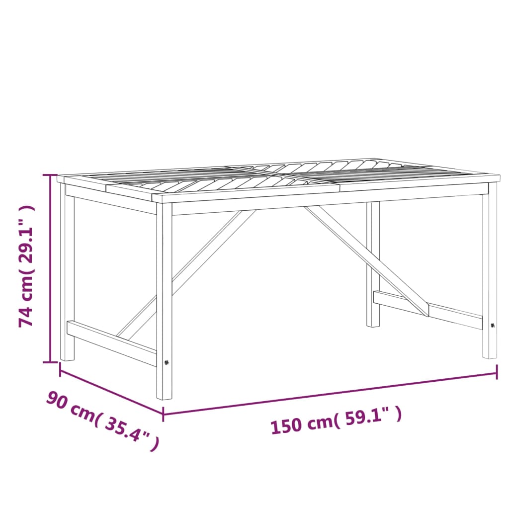 Tuintafel 150X90X74 Cm Massief Acaciahout