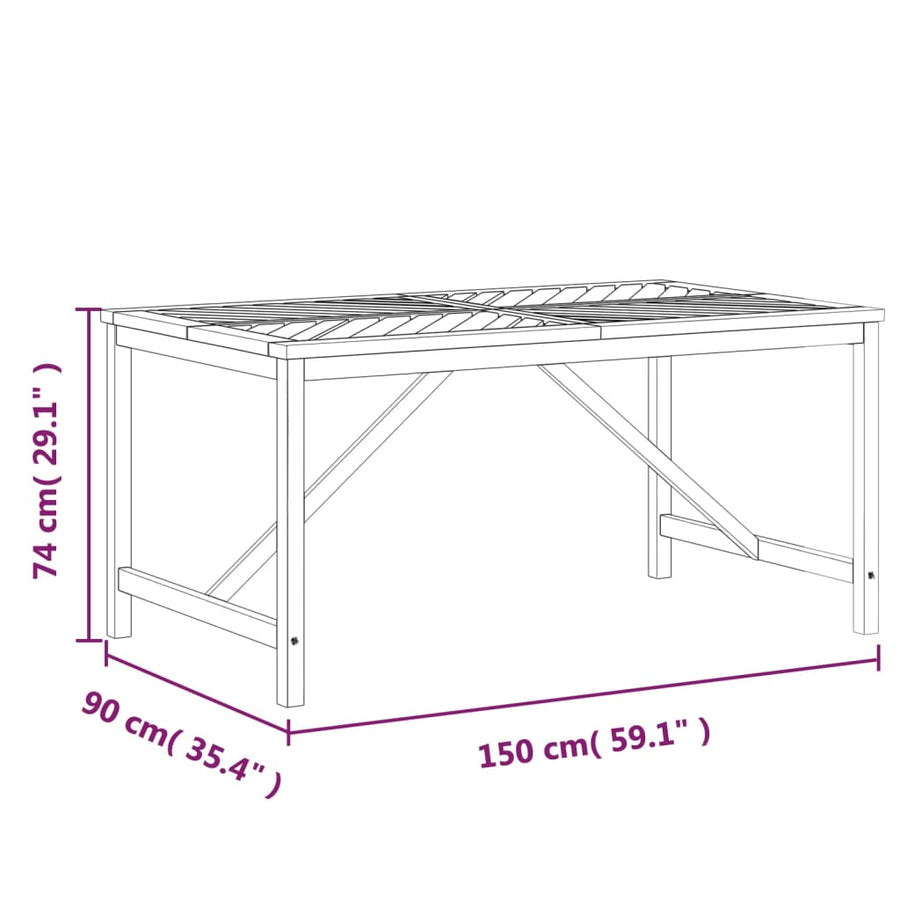 Tuintafel 150X90X74 Cm Massief Acaciahout
