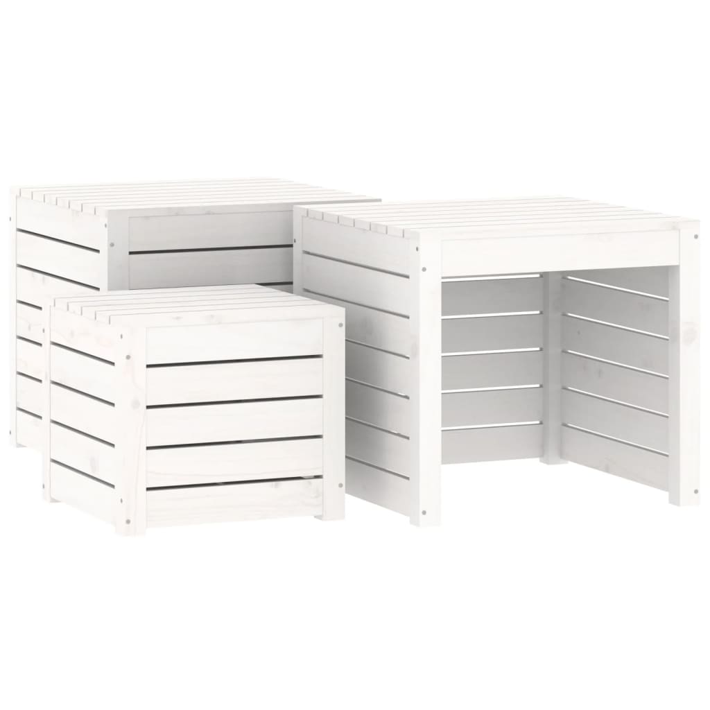 3-Delige Tuinboxset Massief Grenenhout Wit