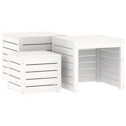 3-Delige Tuinboxset Massief Grenenhout Wit