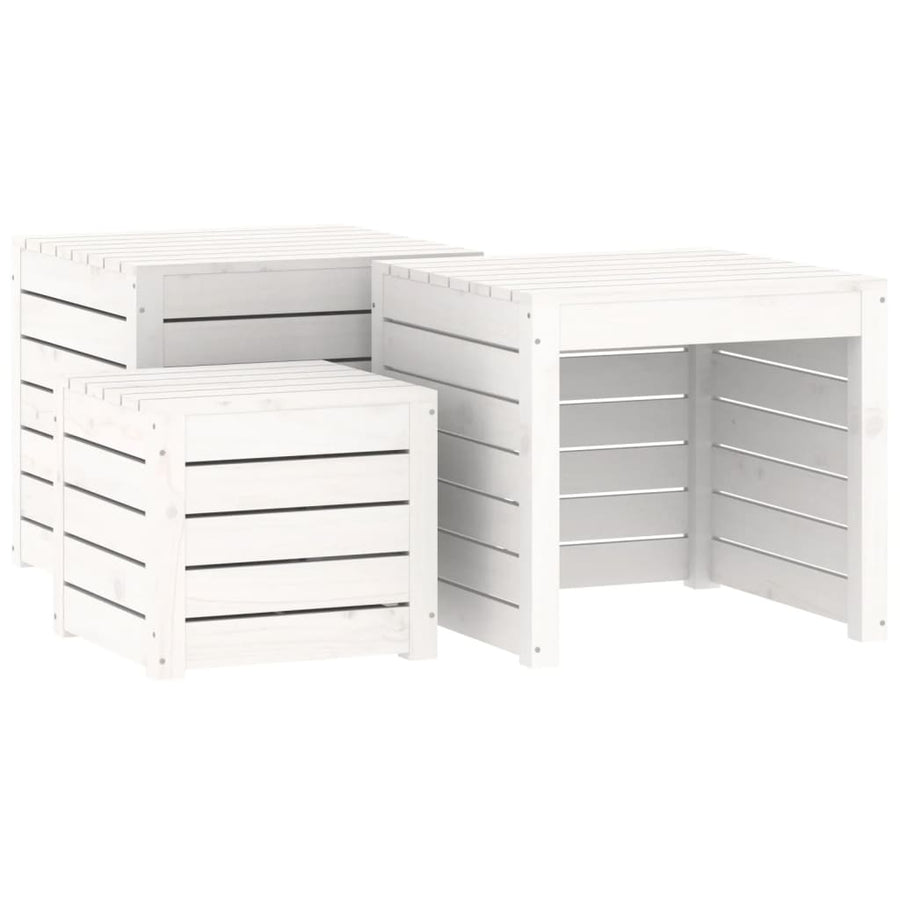 3-Delige Tuinboxset Massief Grenenhout Wit