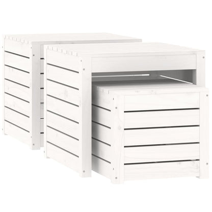 3-Delige Tuinboxset Massief Grenenhout Wit