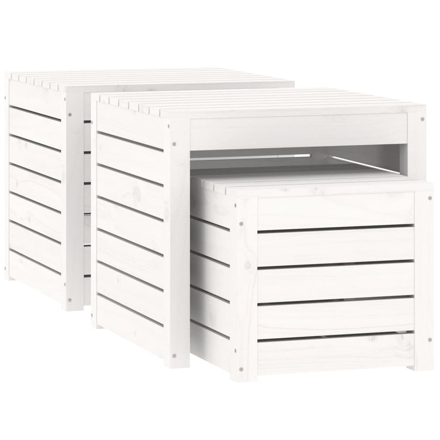 3-Delige Tuinboxset Massief Grenenhout Wit
