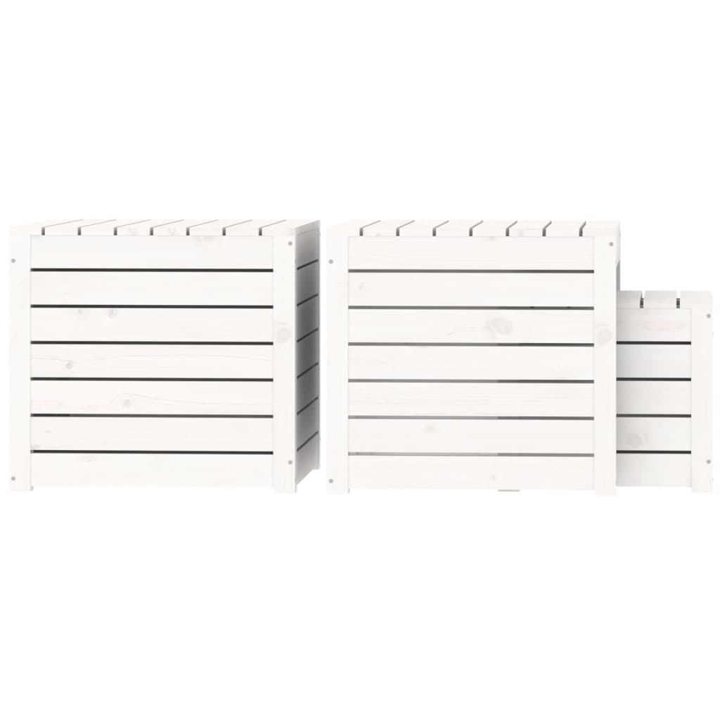 3-Delige Tuinboxset Massief Grenenhout Wit