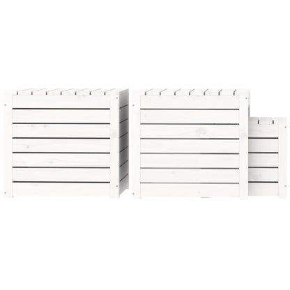 3-Delige Tuinboxset Massief Grenenhout Wit