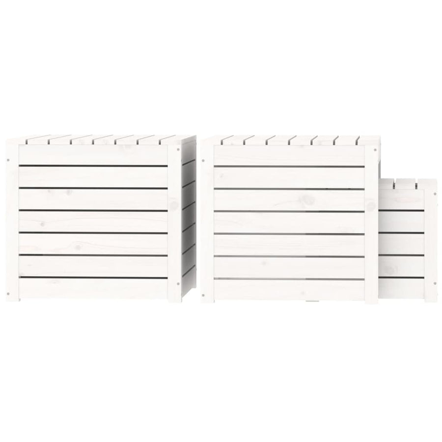 3-Delige Tuinboxset Massief Grenenhout Wit