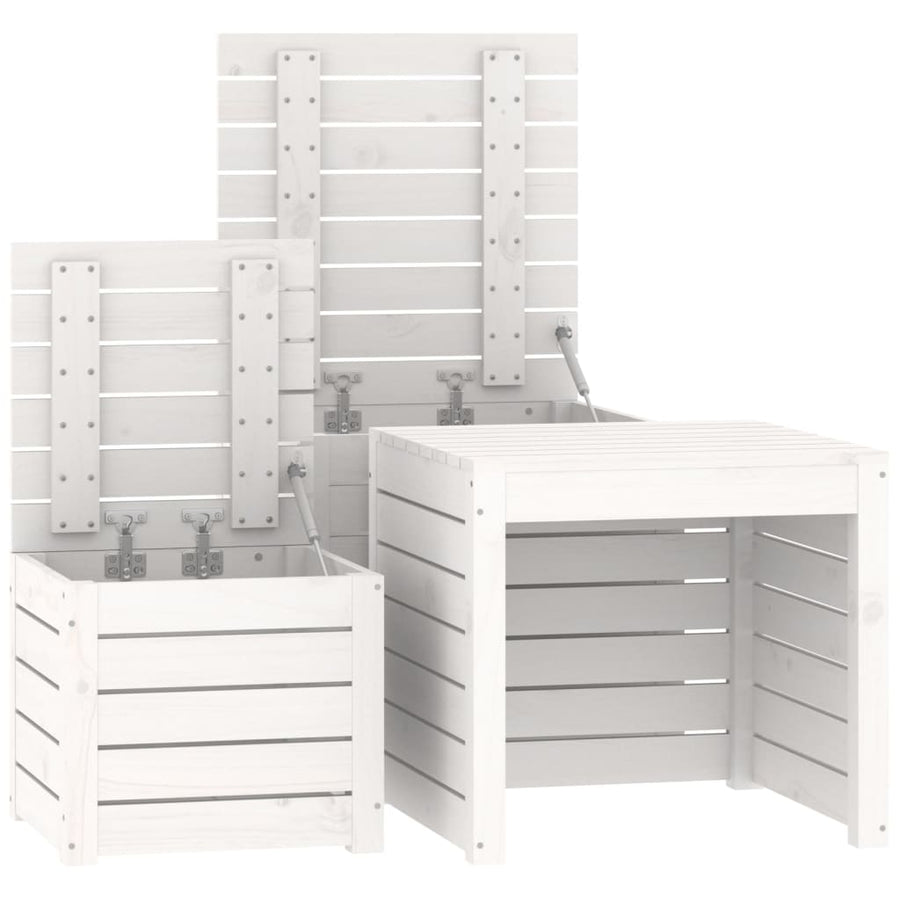 3-Delige Tuinboxset Massief Grenenhout Wit