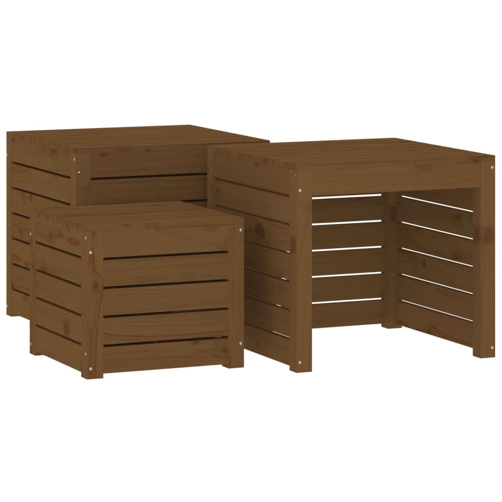 3-Delige Tuinboxset Massief Grenenhout Honingbruin
