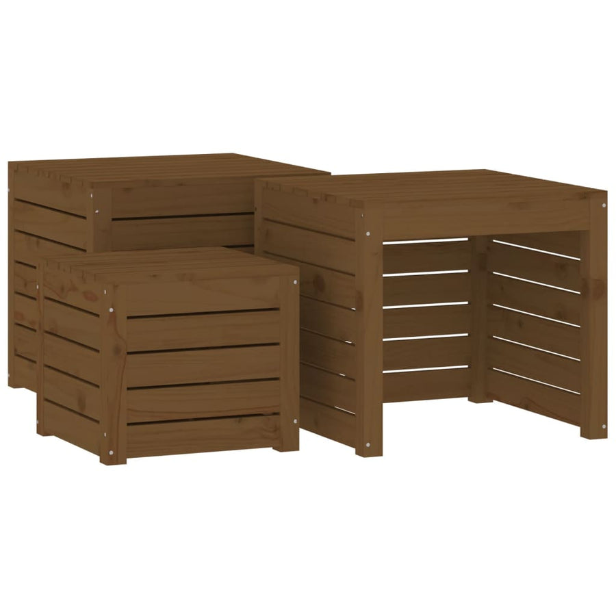 3-Delige Tuinboxset Massief Grenenhout Honingbruin