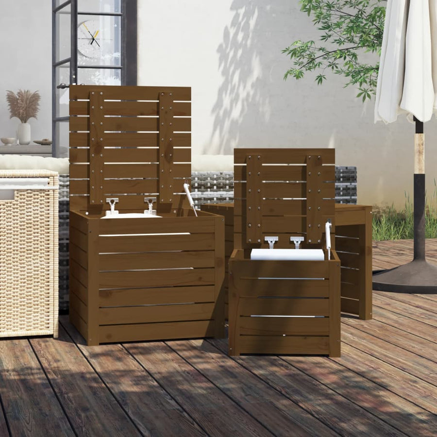 3-Delige Tuinboxset Massief Grenenhout Honingbruin