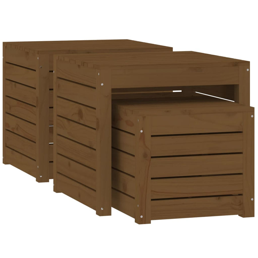 3-Delige Tuinboxset Massief Grenenhout Honingbruin