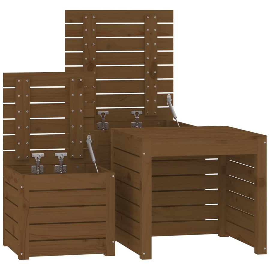 3-Delige Tuinboxset Massief Grenenhout Honingbruin