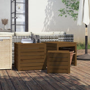 3-piece Garden Box Set Solid Pine Honey Brown