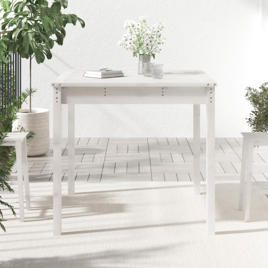 Tuintafel 82,5X82,5X76 Cm Massief Grenenhout Wit 82.5 x 82.5 x 76 cm Wit grenenhout