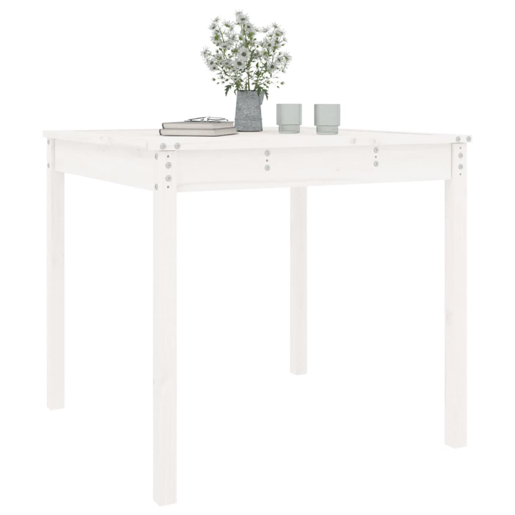 Tuintafel 82,5X82,5X76 Cm Massief Grenenhout Wit 82.5 x 82.5 x 76 cm Wit grenenhout