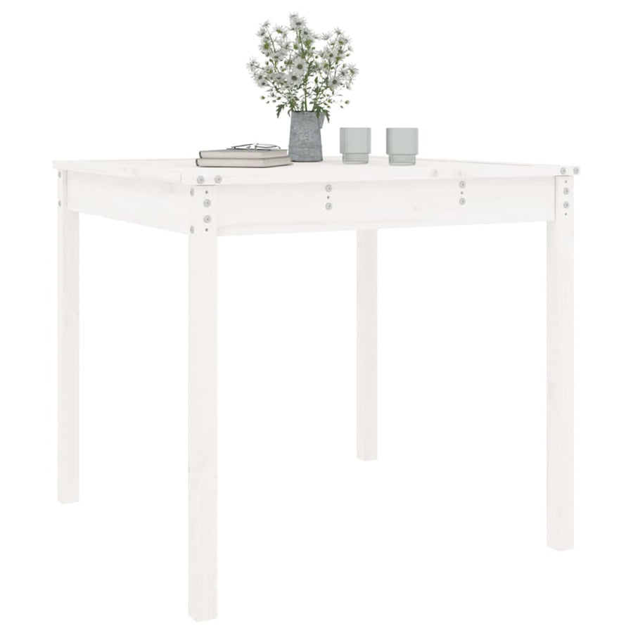 Tuintafel 82,5X82,5X76 Cm Massief Grenenhout Wit 82.5 x 82.5 x 76 cm Wit grenenhout