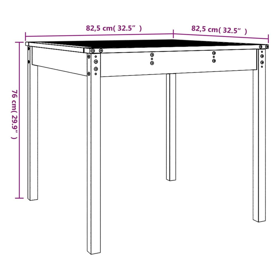 Tuintafel 82,5X82,5X76 Cm Massief Grenenhout Wit 82.5 x 82.5 x 76 cm Wit grenenhout