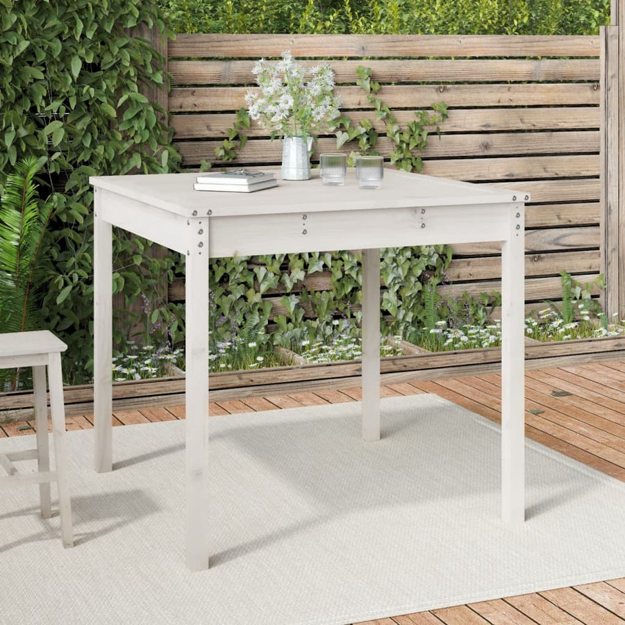Tuintafel 82,5X82,5X76 Cm Massief Grenenhout Wit 82.5 x 82.5 x 76 cm Wit grenenhout