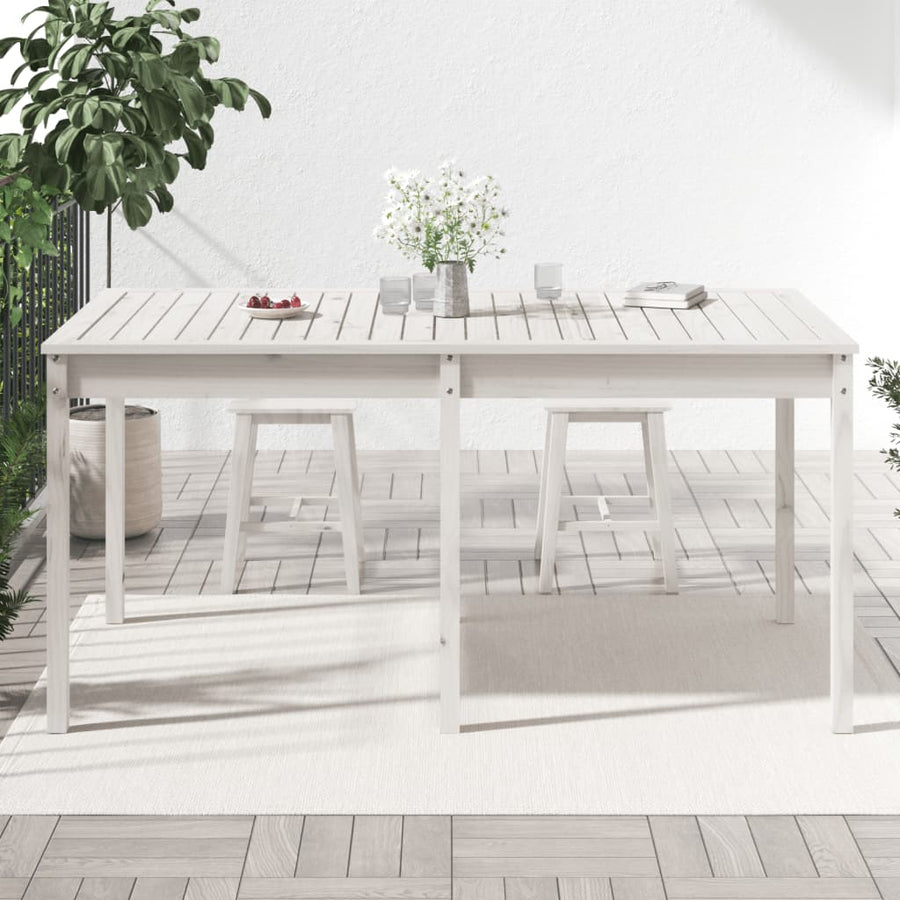Tuintafel 59,5X82,5X76 Cm Massief Grenenhout Wit 159.5 x 82.5 x 76 cm Wit grenenhout