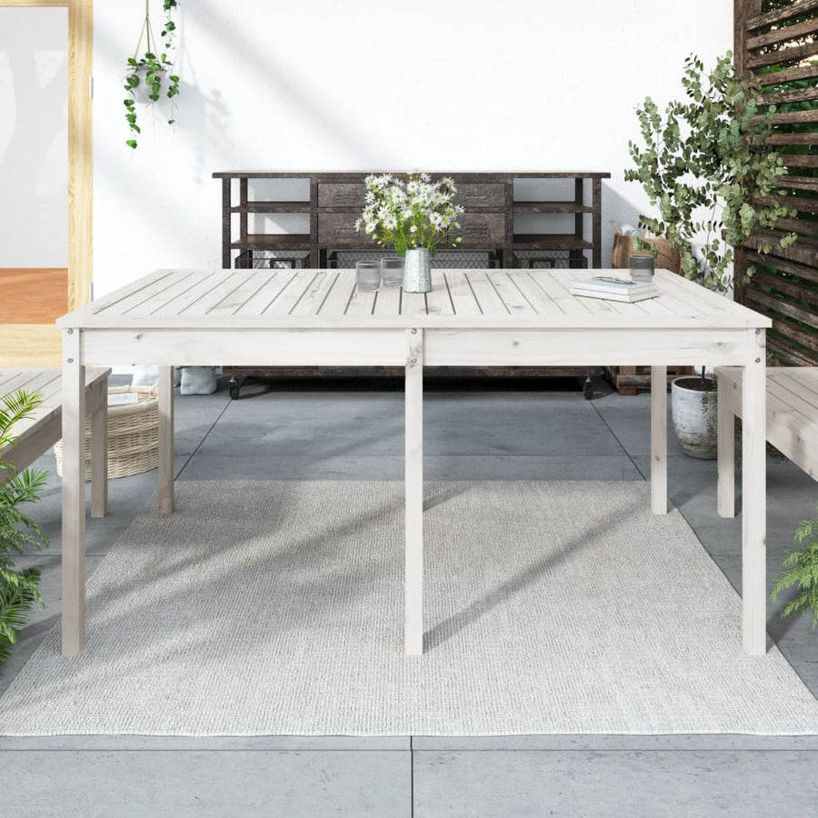 Tuintafel 59,5X82,5X76 Cm Massief Grenenhout Wit 159.5 x 82.5 x 76 cm Wit grenenhout